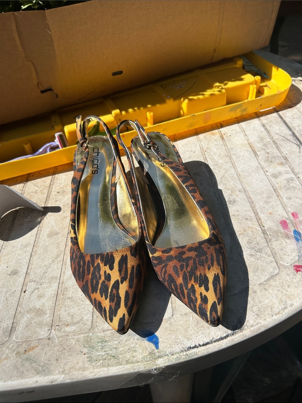 Chico's Leopard Print Pointed Slingback Heels - Brown/Black